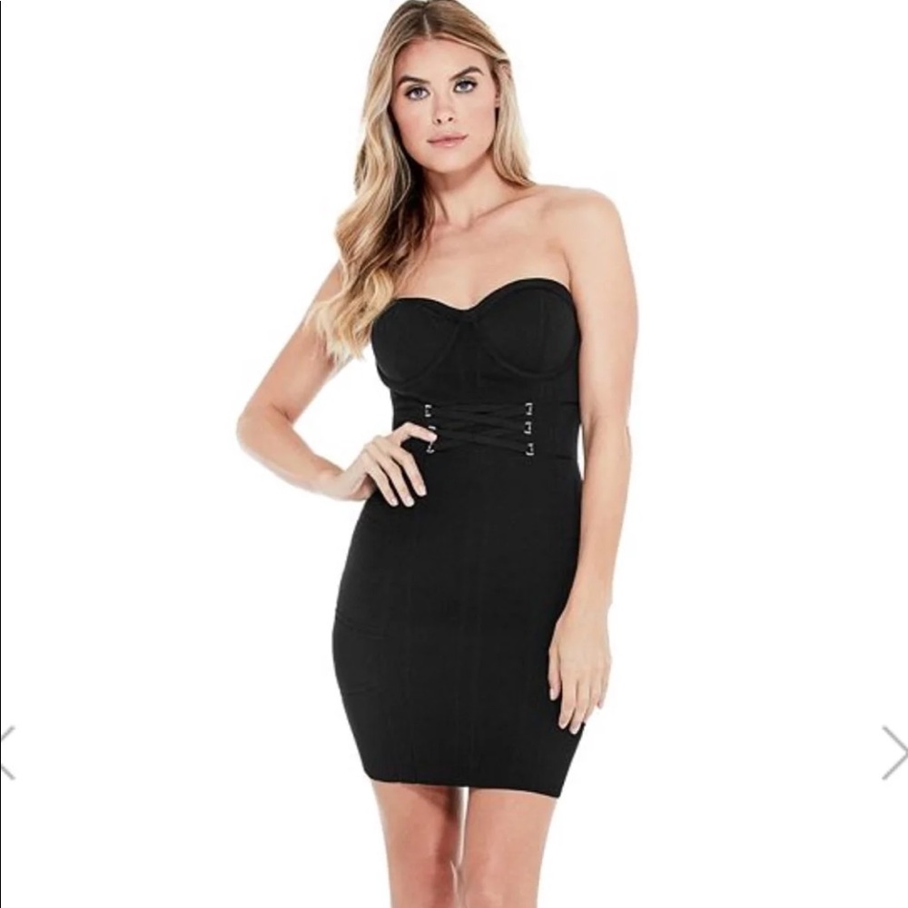 XL YESI STRAPLESS BLACK BUSTIER BANDAGE DRESS